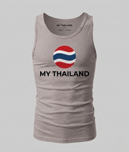 Gray tank top with Thai flag design and 'My Thailand' text on a light gray background