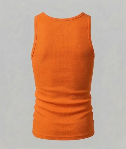 Orange tank top on a gray background